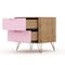 Manhattan Comfort Rockefeller Nightstand 2.0 in Nature and Rose Pink, PK2 2-102GMC6 - alternate 10